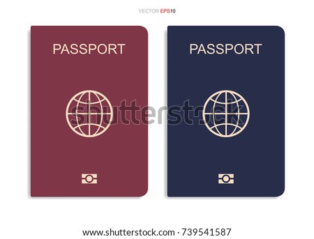 Set of passport isolated on white background. Vector illustration.