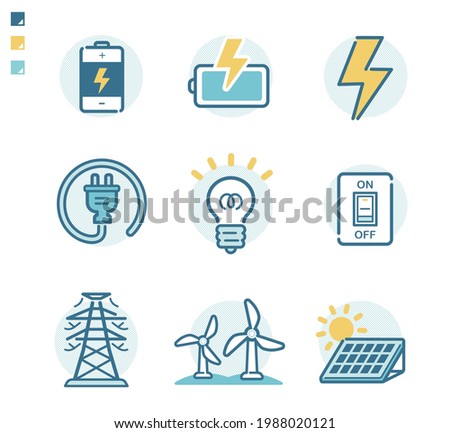 Illustration set related to electricity