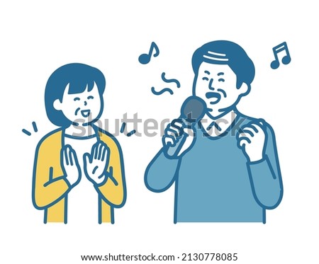 Illustration of an elderly person enjoying a song