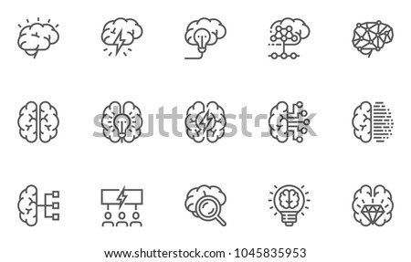 Brainstorming Line Icons Set. Brain, Creativity, Novel Idea. Editable Stroke. 48x48 Pixel Perfect. 商業照片 © 