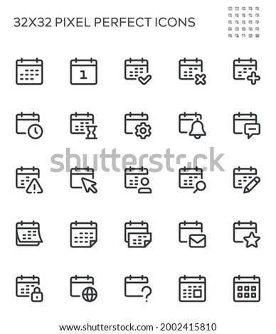 Calendar, Date, Working Schedule. Simple Interface Icons for Web and Mobile Apps. Editable Stroke. 32x32 Pixel Perfect.