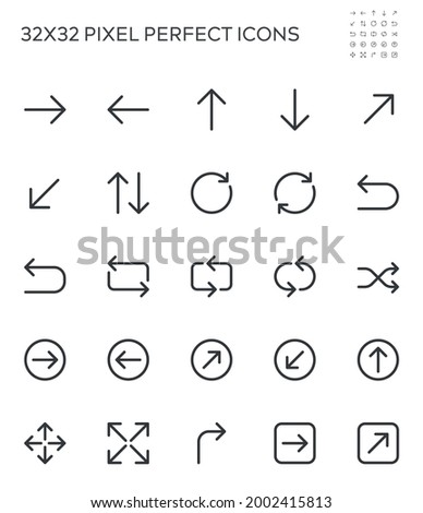 Arrows, Direction, Orientation. Simple Interface Icons for Web and Mobile Apps. Editable Stroke. 32x32 Pixel Perfect.