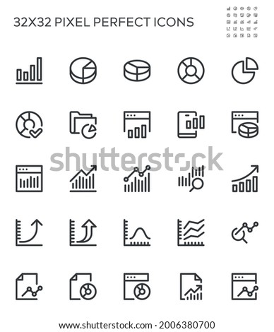 Charts and Diagrams. Simple Interface Icons for Web and Mobile Apps. Editable Stroke. 32x32 Pixel Perfect.
