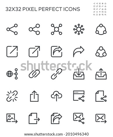 Share, Publish, Link, Send, Upload. Simple Interface Icons for Web and Mobile Apps. Editable Stroke. 32x32 Pixel Perfect.
