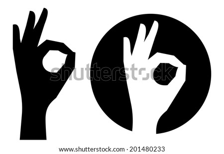 Silhouette of hands showing symbol of all ok