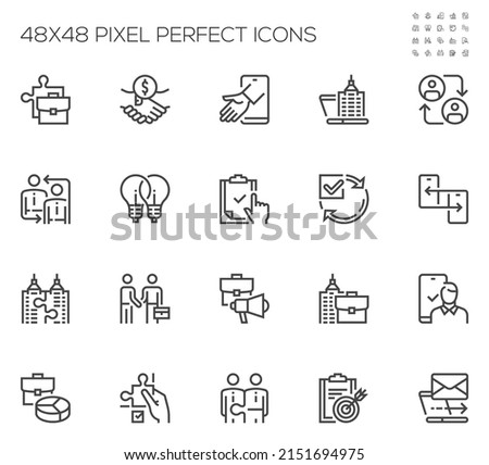 B2B Related Vector Line Icons Set. Business to Business, Business Collaboration. Editable Stroke. 48x48 Pixel Perfect.