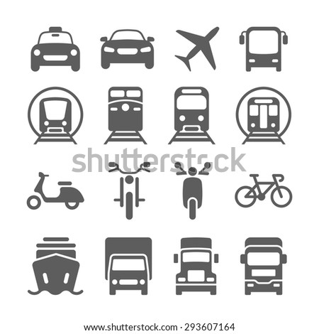 illustration of simple monochromatic vehicle and transport related icons for your design or application.