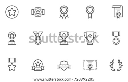 Set of Awards Vector Flat Line Icons.