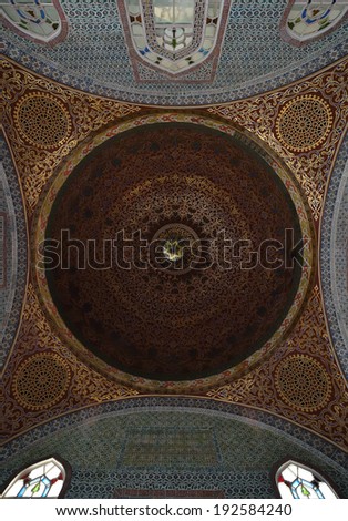 ISTANBUL TURKEY MAY 01: Beautiful decoration inside Topkapi palace on May 01 2014 in Istanbul Turkey. The Topkapi Palace was the primary residence of the Ottoman Sultans