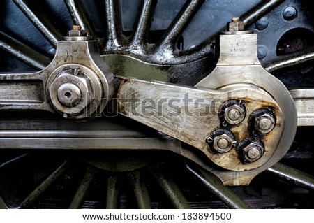 SHEFFIELD PARK, EAST SUSSEX/UK - SEPTEMBER 8 : Close-Up view of an Old Steam Train Wheel at Sheffield Park station East Sussex on September 8, 2013