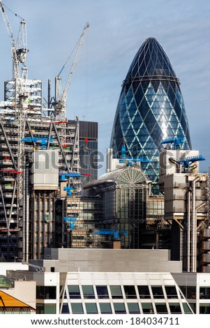 LONDON - NOVEMBER 6 : London skyline as seen from the Monument in London on November 6, 2012