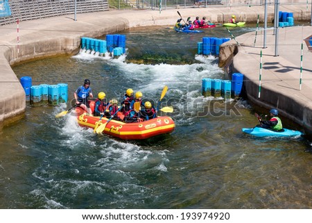 CARDIFF, WALES/UK - MAY 18 : Water Sports at the Cardiff International White Water Centre in Cardiff Wales on May 18, 2014. Unidentified person(s)