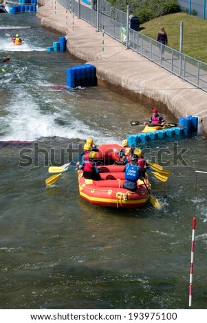 CARDIFF, WALES/UK - MAY 18 : Water Sports at the Cardiff International White Water Centre in Cardiff Wales on May 18, 2014. Unidentified person(s)