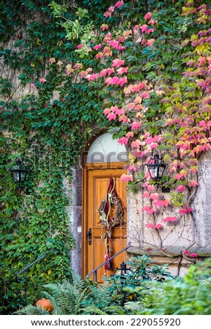 ROTHENBURG, GERMANY/EUROPE - SEPTEMBER 26 : Restaurant door in the Castle gardens in Rothenburg Germany on September 26, 2014