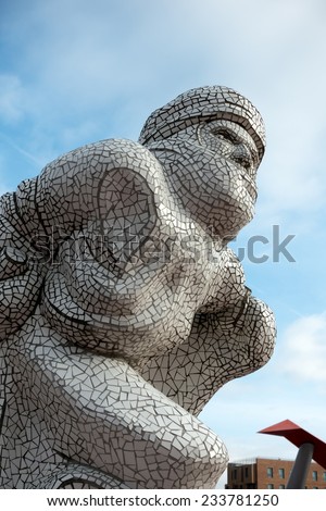 CARDIFF, WALES/UK - NOVEMBER 16 : View of the Scott Antarctic Memorial Cardiff Bay in Wales on November 16, 2014