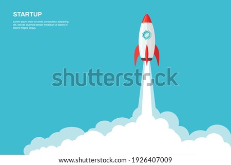 Rocket ship launch background vector. Concept of business product on market, startup, growth, creative idea.