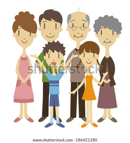 Three Generation Family /Vector Illustration - 186421280 : Shutterstock