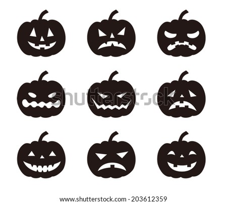 Halloween - Pumpkin Silhouettes Free Vector / 4Vector