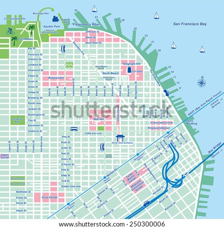 San Francisco City Map / Vector Illustration - 250300006 : Shutterstock