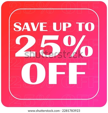 Card red 25 percent discount off