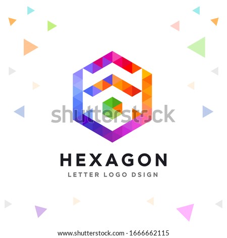 Creative Up Arrow Box Logo Colorful Mosaic and Hexagon Pattern Icon Design template Element for Your Company Business 