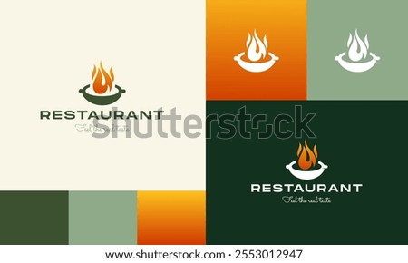 Premium Restaurant Tor Flame Fire and creative cooking logo design 