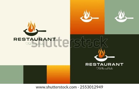 Premium Restaurant Tor Flame Fire and creative cooking logo design 