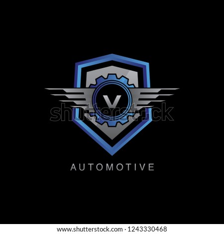 Automotive Shield V Letter Logo