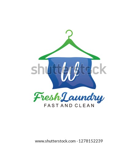 Initial W With Clothes Hanger Shape Laundry Icon Logo