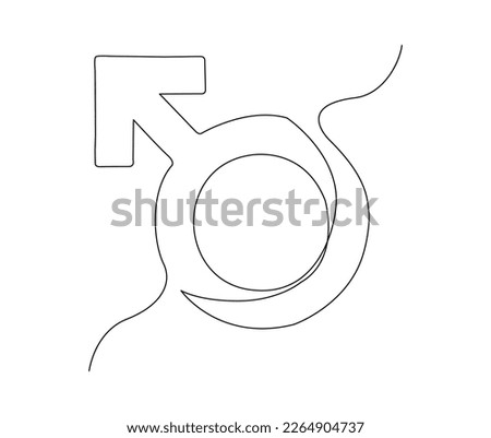Continuous one line drawing of male gender symbol. simple man sign line art vector illustration.