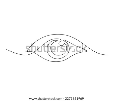 Continuous one line drawing of eye watch. Minimalist eye wih retina outline design. Editable active stroke vector.