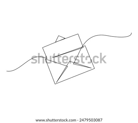 Continuous one line drawing of Paper envelope design. Paper mail simple outline illustration. Editable stroke.