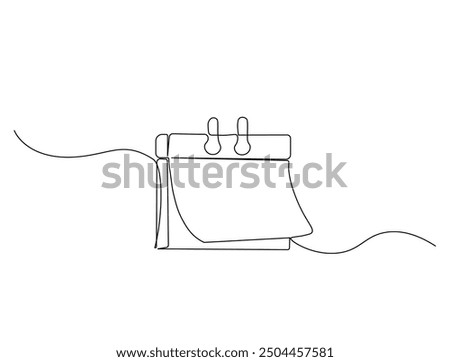 Continuous one line drawing of empty loose-leaf calendar. Calendar single line vector illustration. Editable line vector.