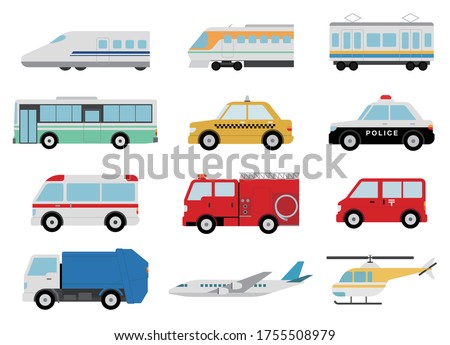 Various vehicles and airplane icons