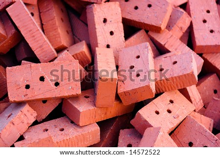 heap of red bricks