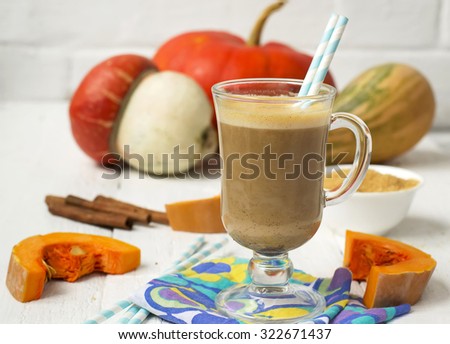 Pumpkin latte - coffee with pumpkin cream and hot drinks.