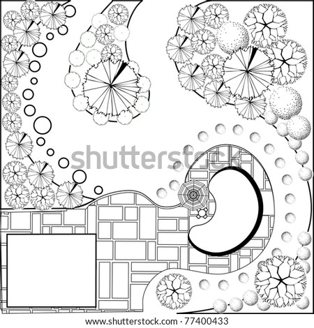 Plan Of Garden Black And White Stock Vector Illustration 77400433 ...