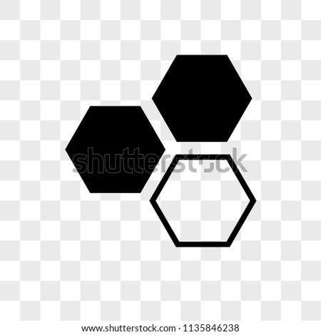 Three hexagons cell vector icon on transparent background, Three hexagons cell icon