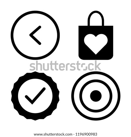 Set of 4 simple vector icons such as Left arrow, Shopping bag, Check, Target, editable pack for web and mobile