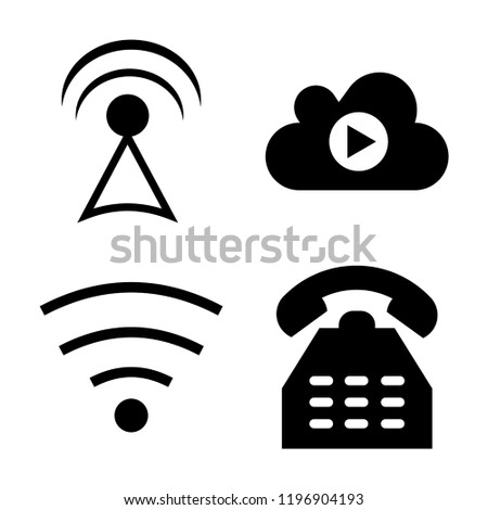 Set of 4 simple vector icons such as, Cloud video, Wifi medium, Phone, editable pack for web and mobile