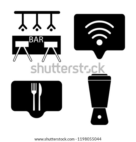 Set of 4 simple vector icons such as Bar, Wifi, , Mixer, editable pack for web and mobile