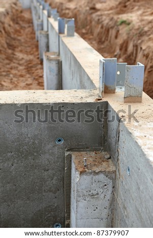 A new concrete foundation,building site