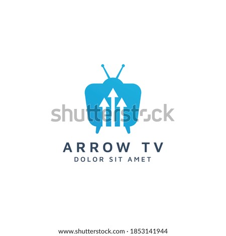 television and arrow negative space logo design