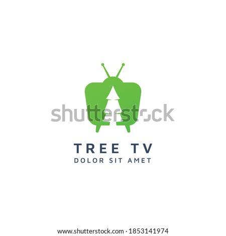 television and tree negative space logo design