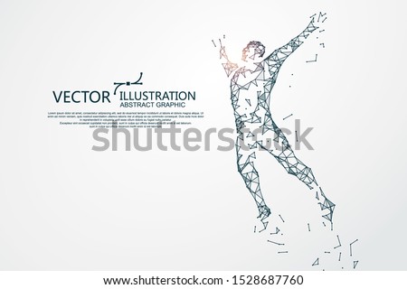 Jumping Man,Network connection turned into, vector illustration.