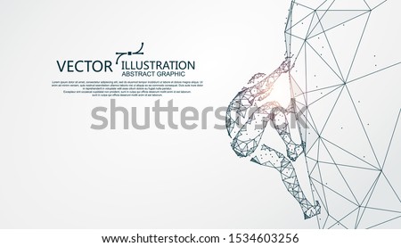 Climber, point and line composition, vector illustration.