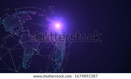 3D earth graphic symbolizing global trade, vector illustration.