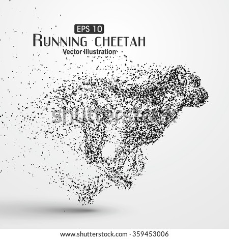 Particle cheetah, vector illustration.