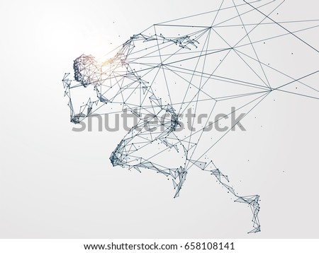 Running Man,Network connection turned into, vector illustration.
