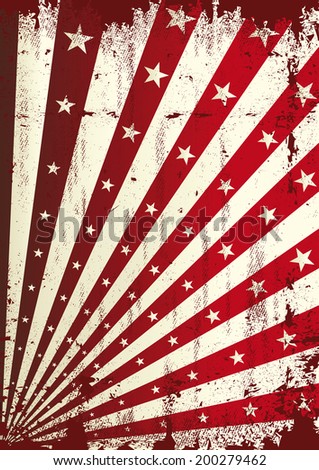 Grunge star and red sunbeams background. A vintage dirty and torn background for a poster